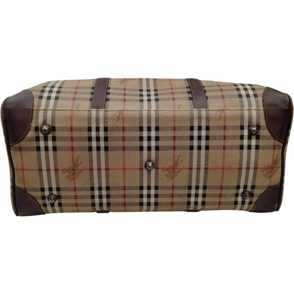 (L4) Authentic Burberry Travel Bag Brown PVC Luxury Vintage Designer Handbag - Picture 3 of 8